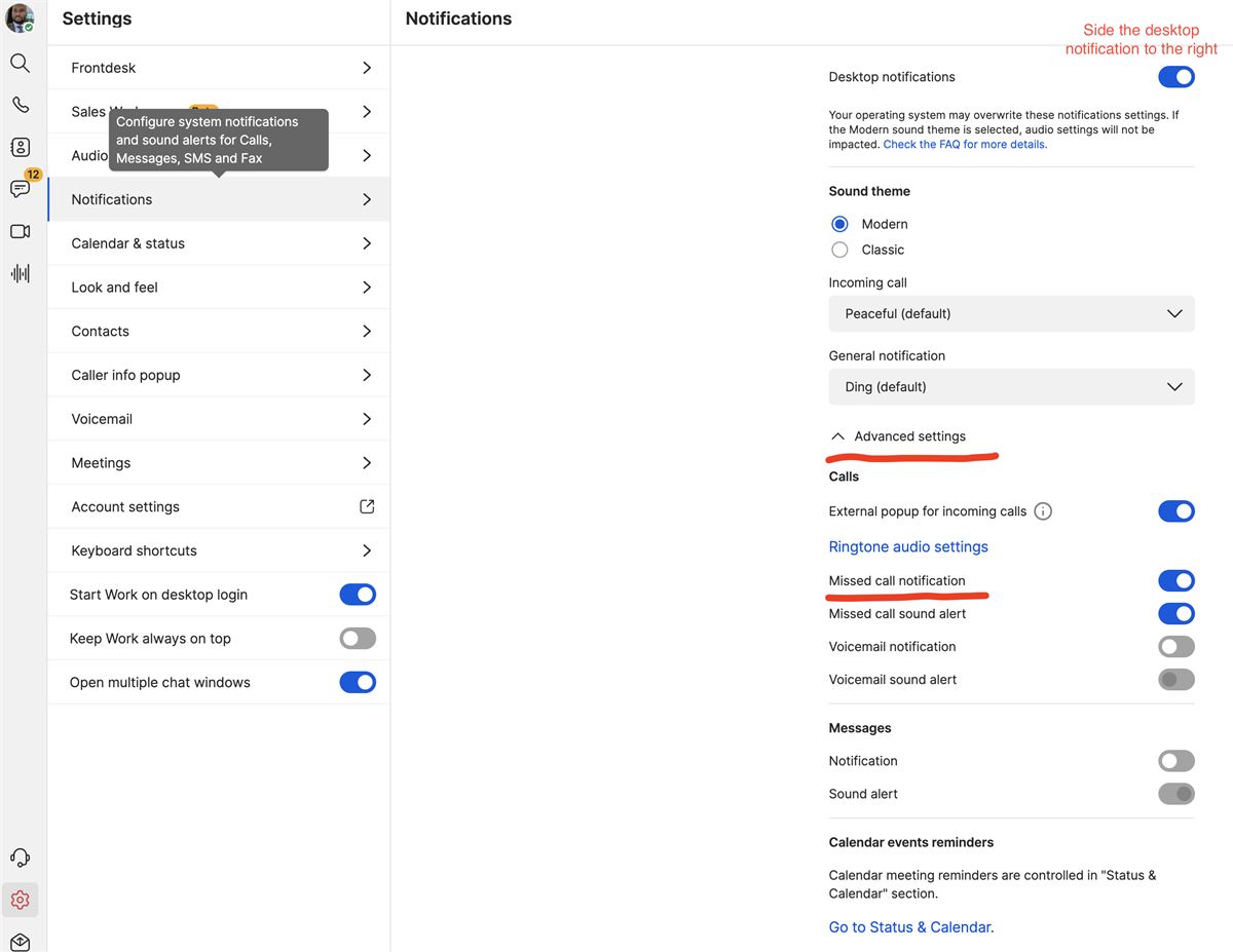 How to turn off Missed call notification